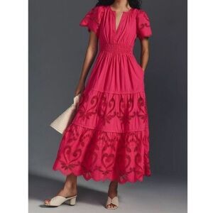 Anthropologie Somerset Maxi Dress Cutwork Edition Pink Women's Dress